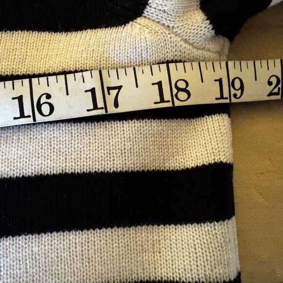 Dana Buchman Vintage Wool Striped V Neck Collared Sweater, M - Picture 11 of 16